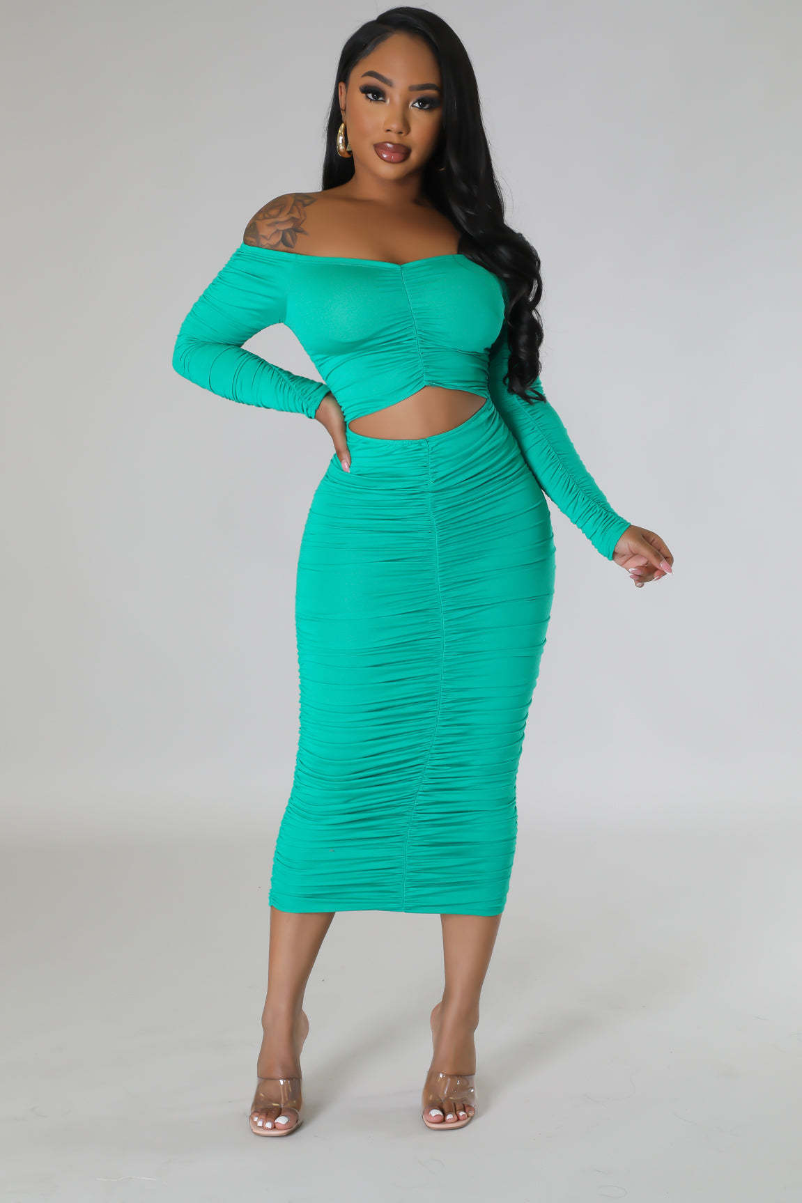Stretch Solid Color Sexy Dress