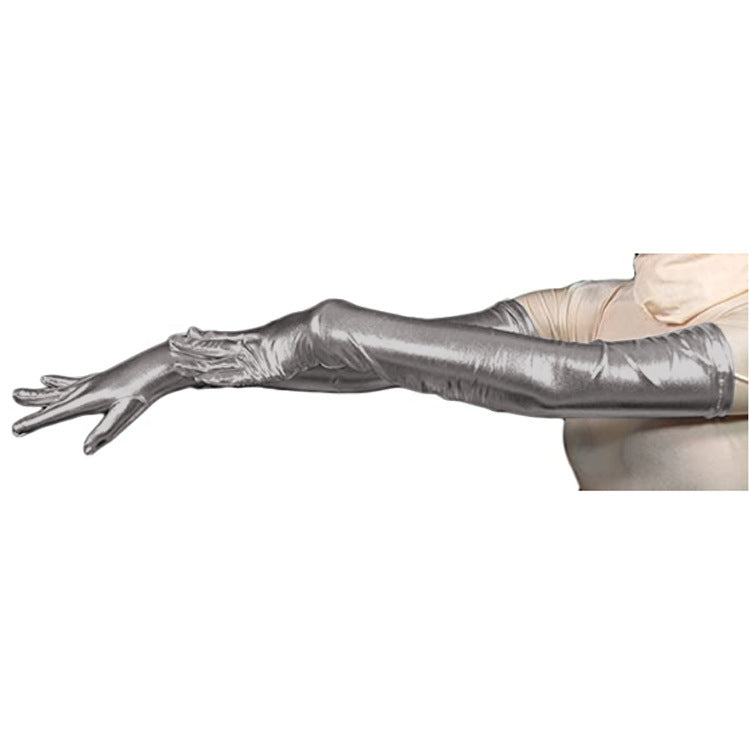 Stage Performance Prom Rubberized Tight Gloves