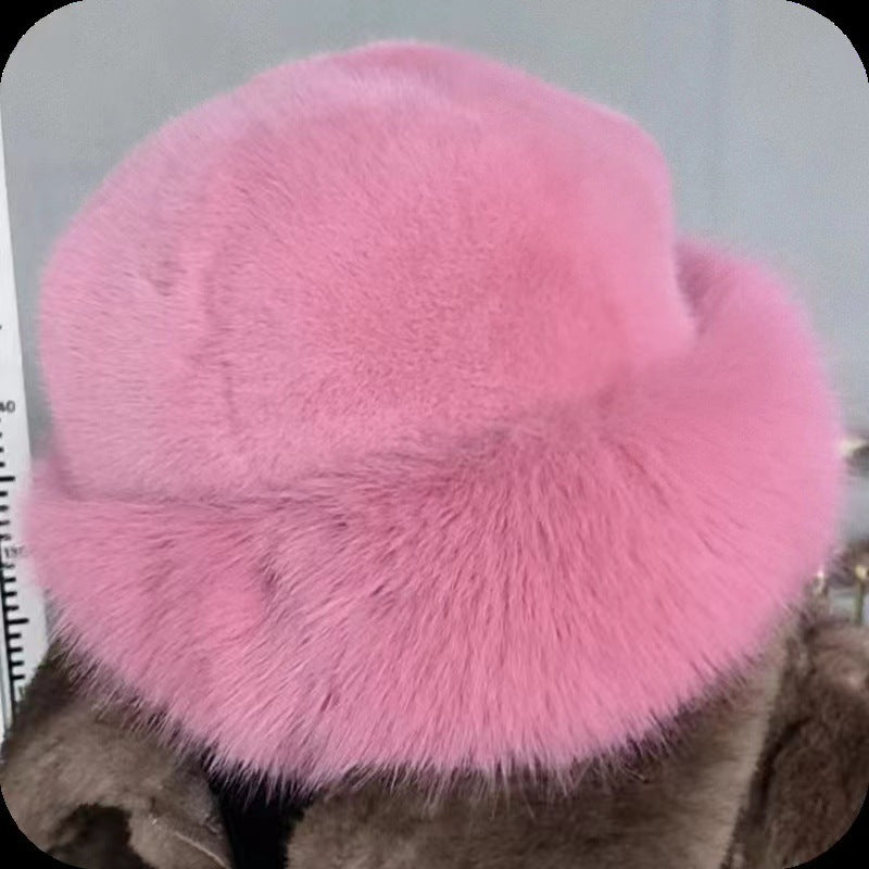 Fur Fashion Bucket Hat Mink-like Women