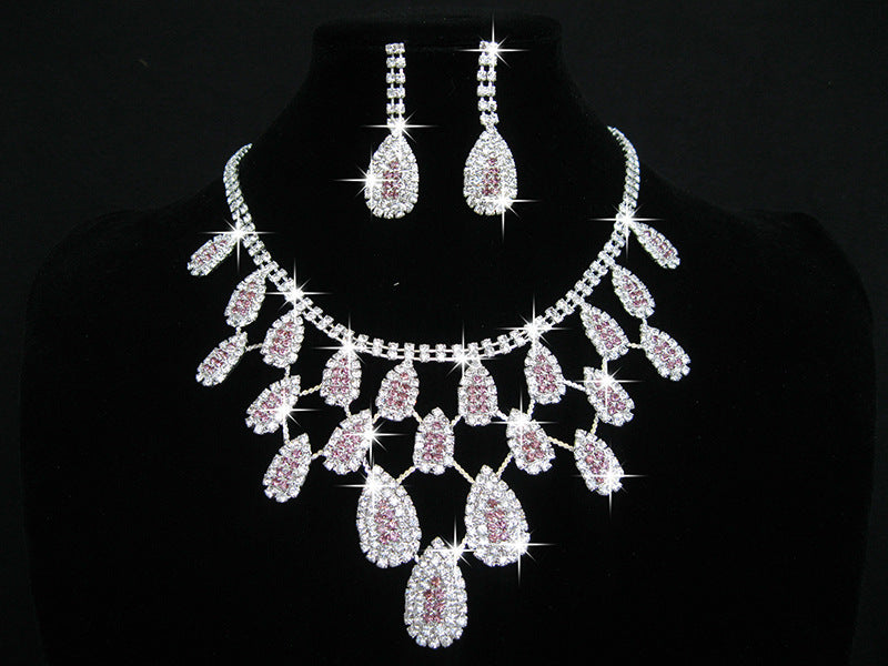 White Rhinestone Bridal Necklace Earrings