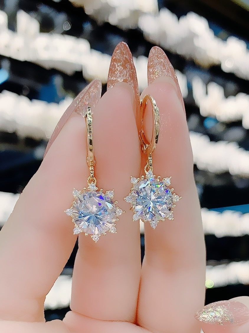 Women's High Quality Zircon Sunflower Earrings
