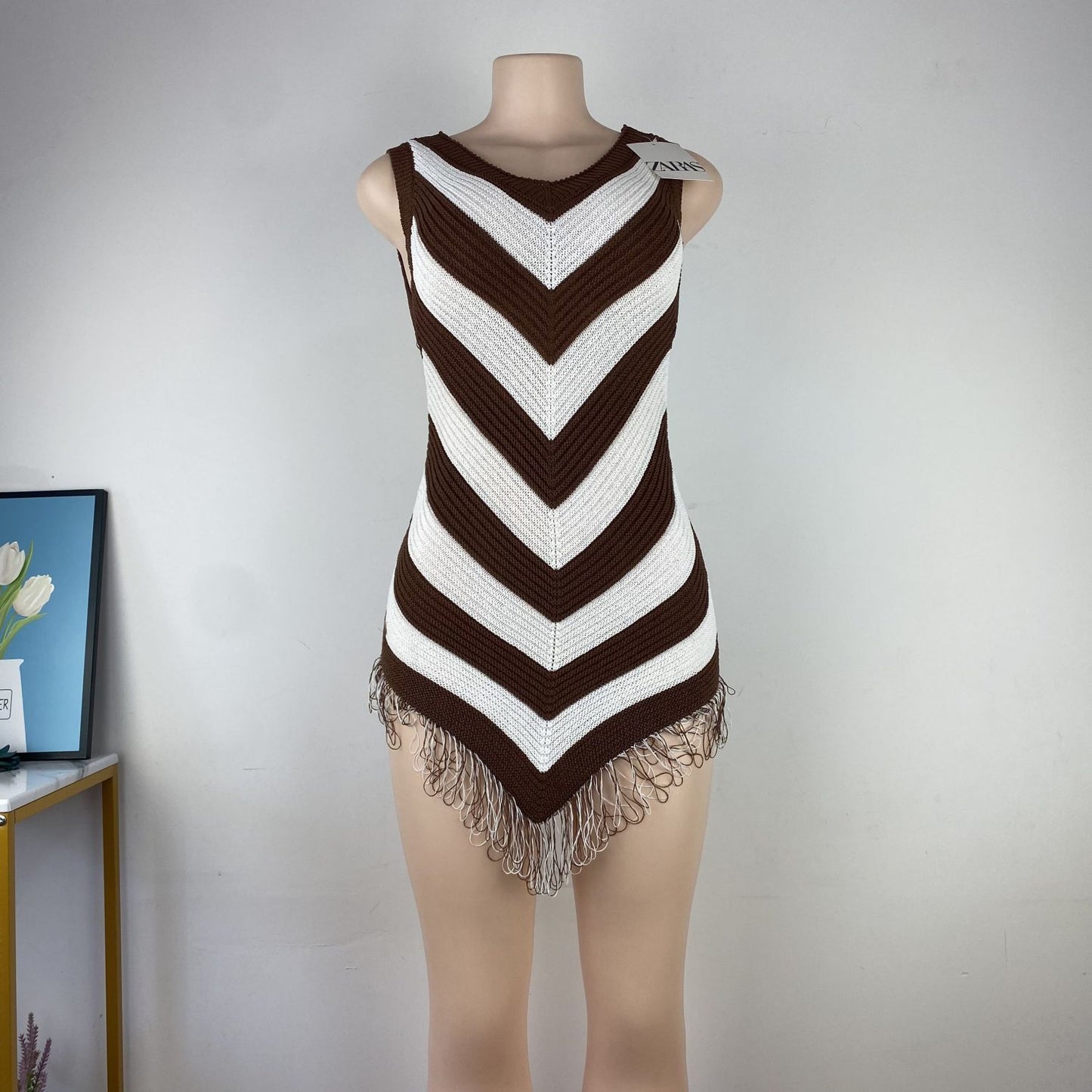 Womens Summer Vacation And Resort Outfit Color-blocked Dress