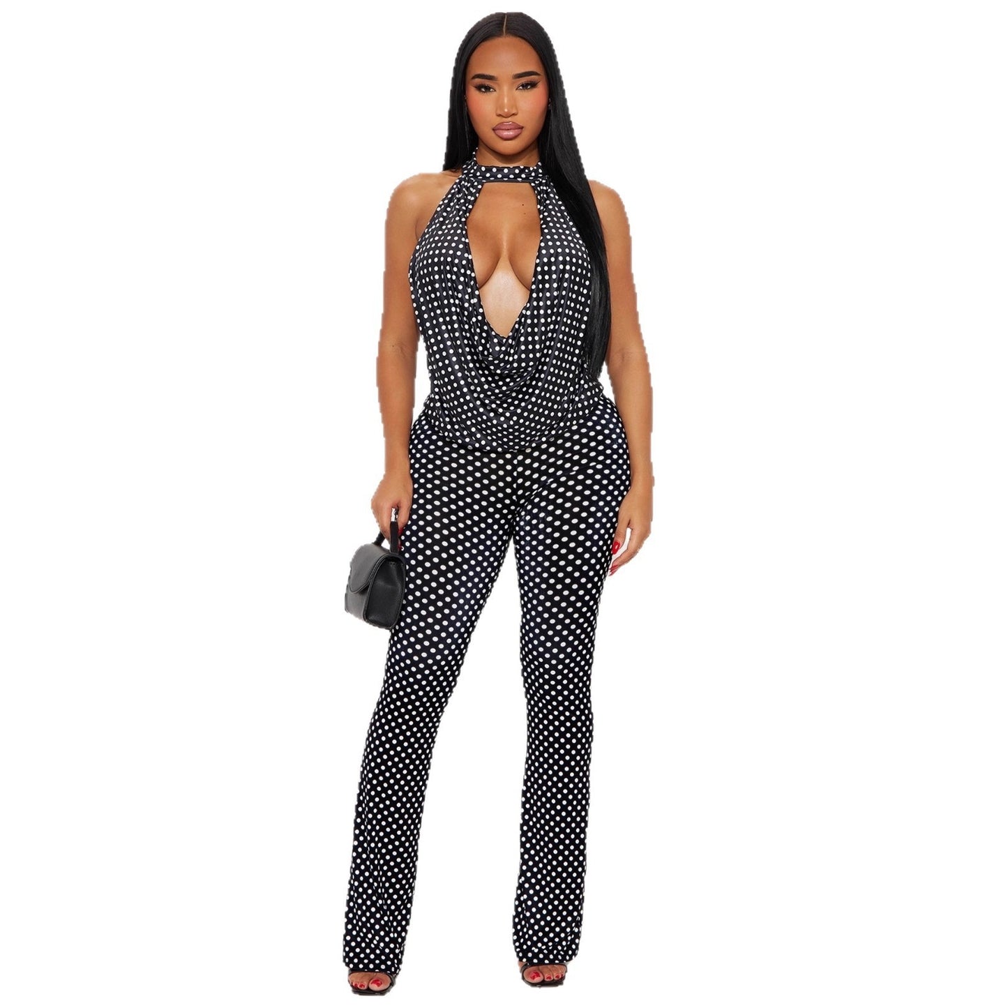 Women's Spot Print Chest-wrapped Hanging Suit