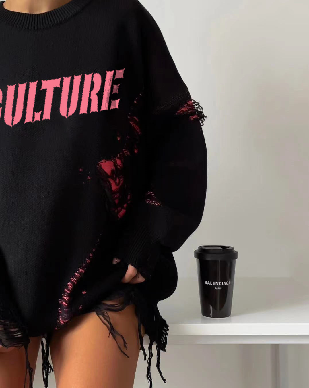 High Street Fashion Brand Loose Design Knitted Top For Women
