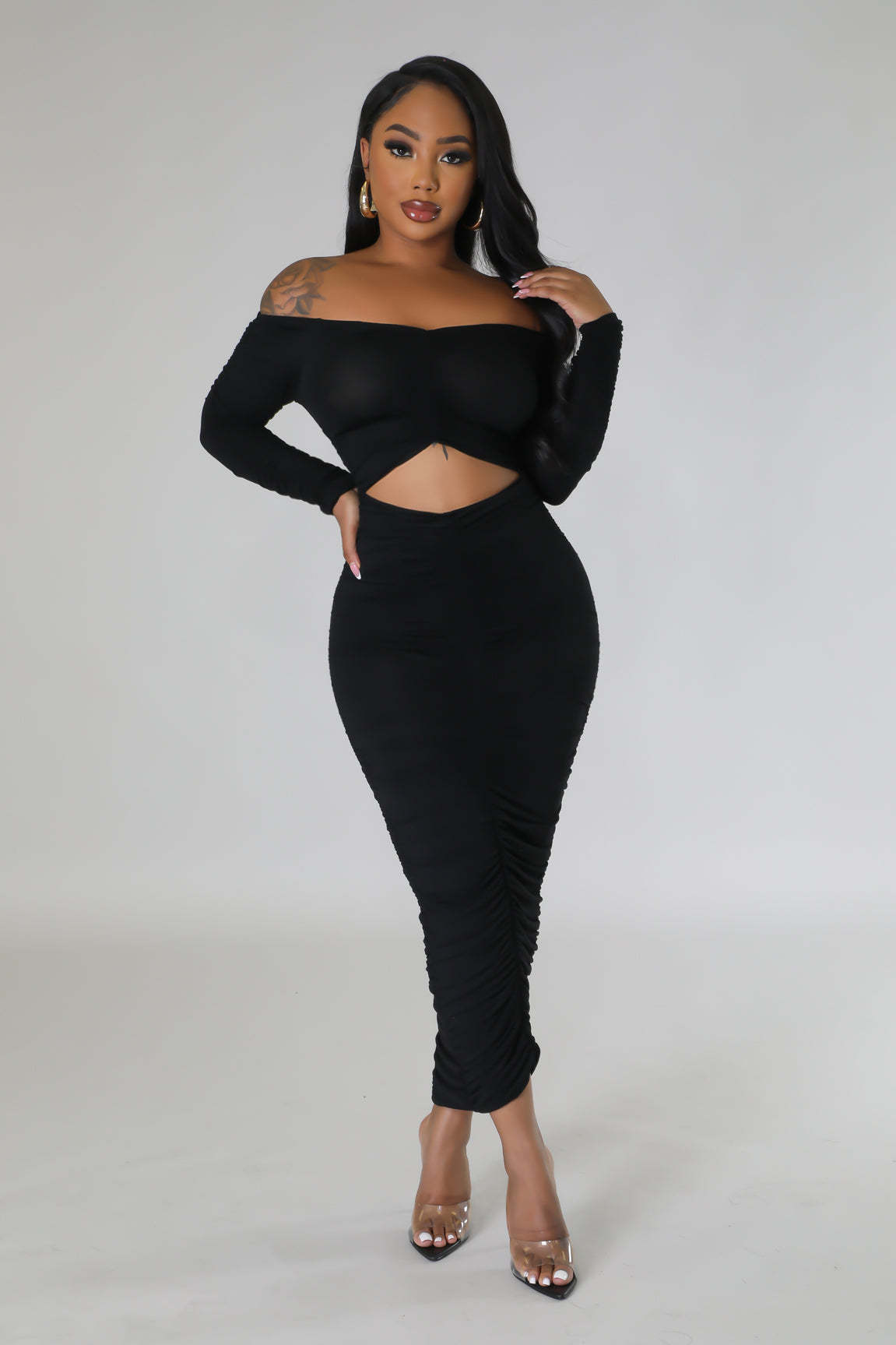 Stretch Solid Color Sexy Dress