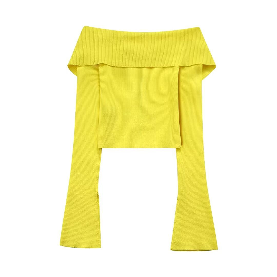 Street Fashion Long Sleeve Knitted Off-shoulder Zipper Cardigan