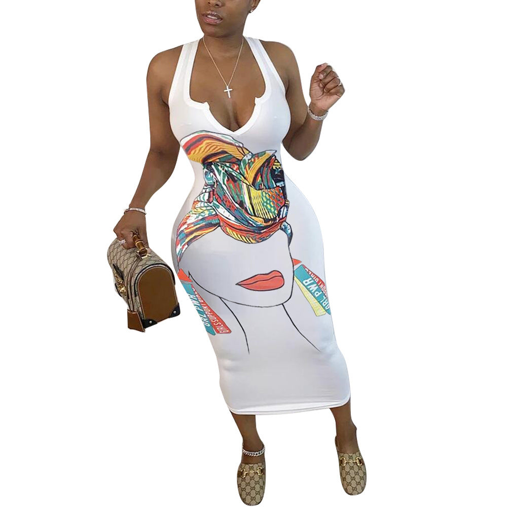 Women's Clothing Skinny V-neck Gradient Color Dress